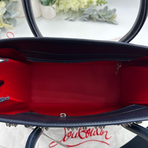 Women's Christian Louboutin studded monogram, leather tote with shoulder strap - Picture 7 of 16